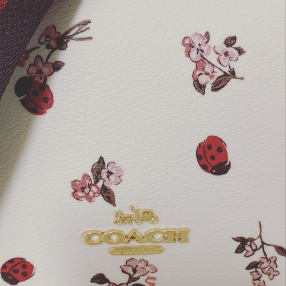 NWT💃Coach Jes Baguette Crossbody Bag With Ladybug Floral Print - Picture 11 of 12
